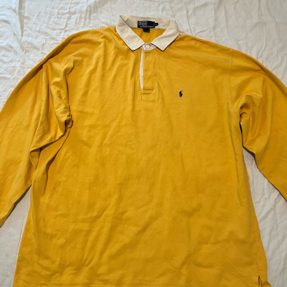 Vintage 90s Polo by Ralph Lauren Men's Yellow Long Sleeve Shirt